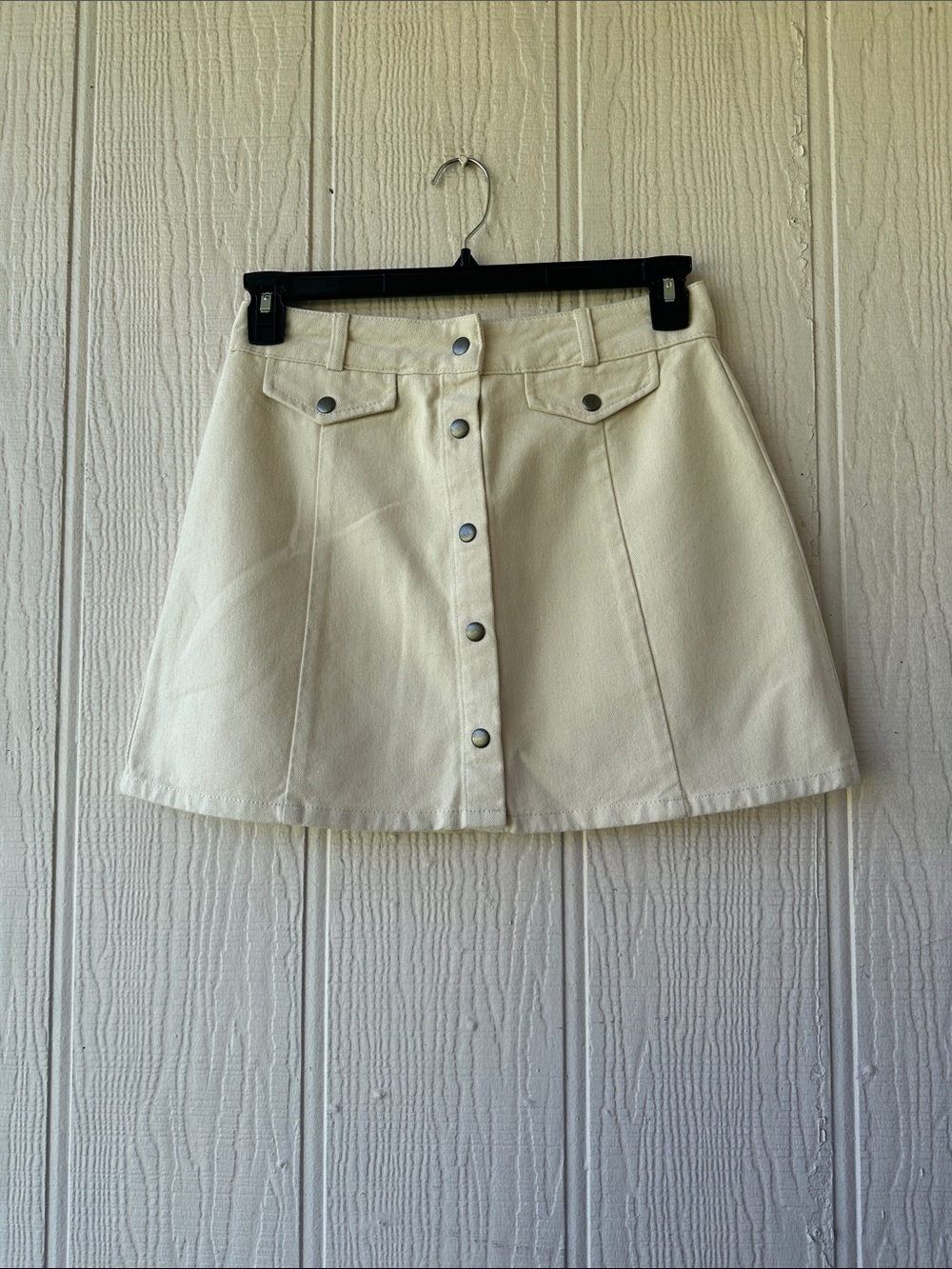 Urban Outfitters Button-Front Cream A-Line Skirt